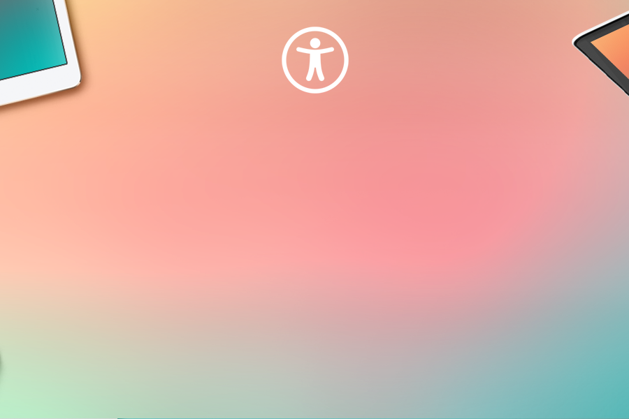 collage of icons related to accessibility over a pink background