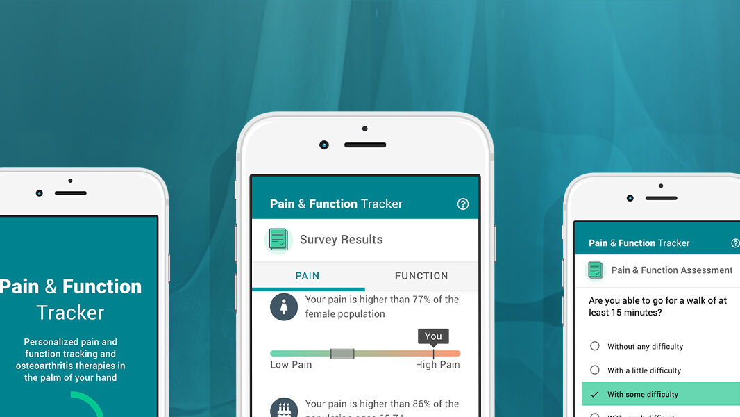 Medical mobile apps with x-rays of knees in the background