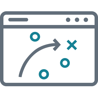 A browser screen with a strategic play, like for football strategies.