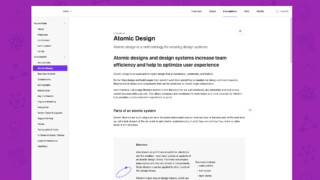 View inside a design system's documentation about foundational topics like atomic design