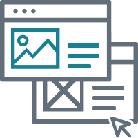 Icon of a wireframe and high-fidelity mockup