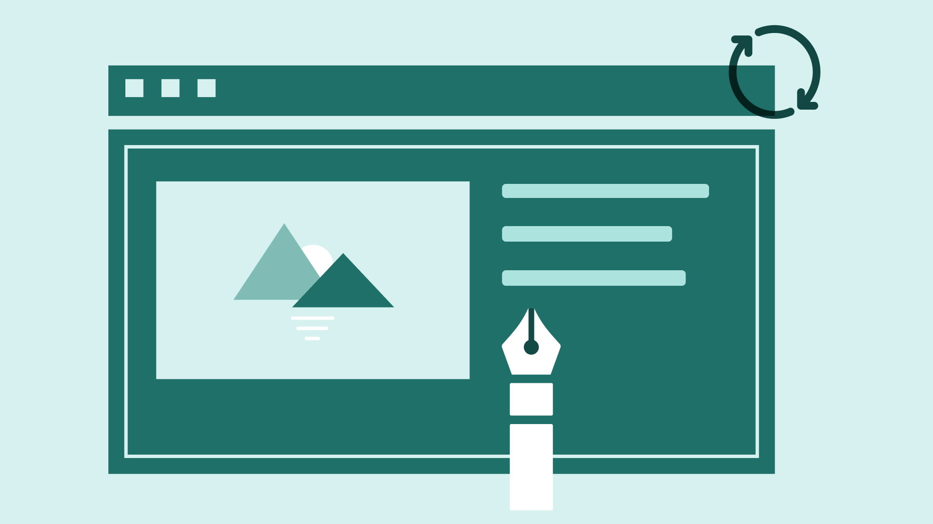 UI illustration with design work being done and a symbol for iteration and review