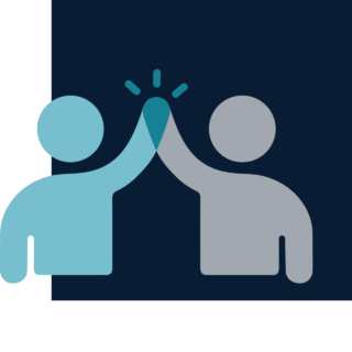 Illustration of partnering with our clients, high-five