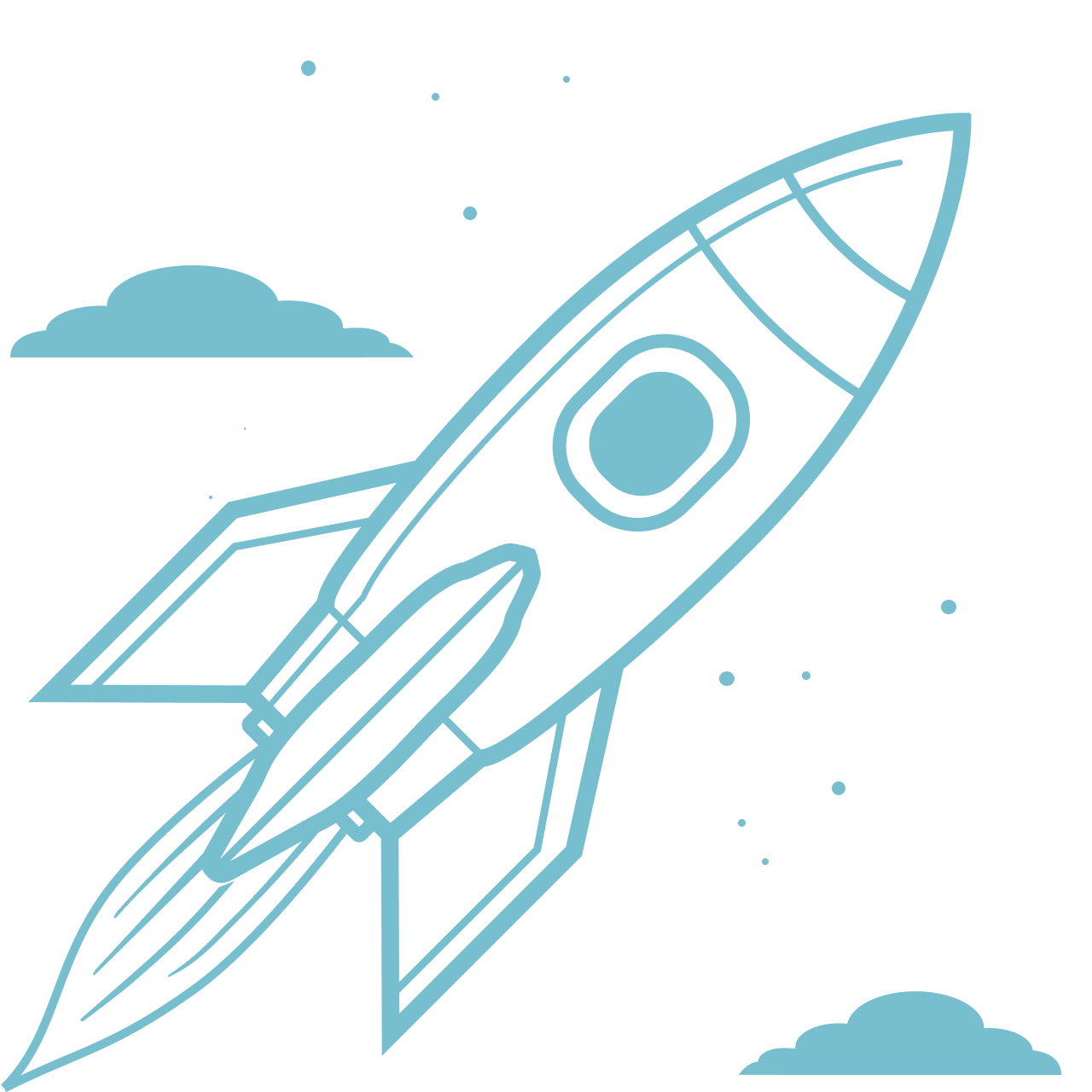 Illustration of rocket taking off into space