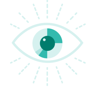Illustration of an eye looking brightly into the future