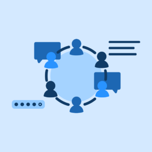 Illustration of people providing feedback in a continuous loop